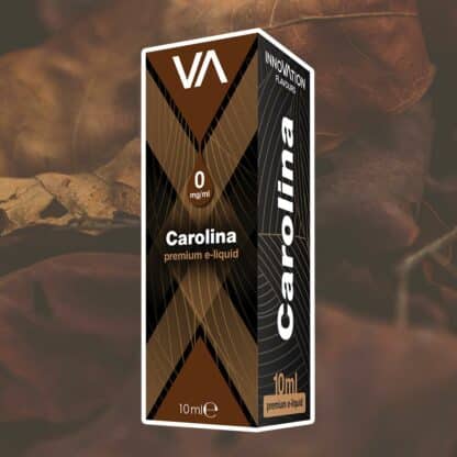 Innovation Flavours Carolina e-juice black and brown package tobacco leaves background